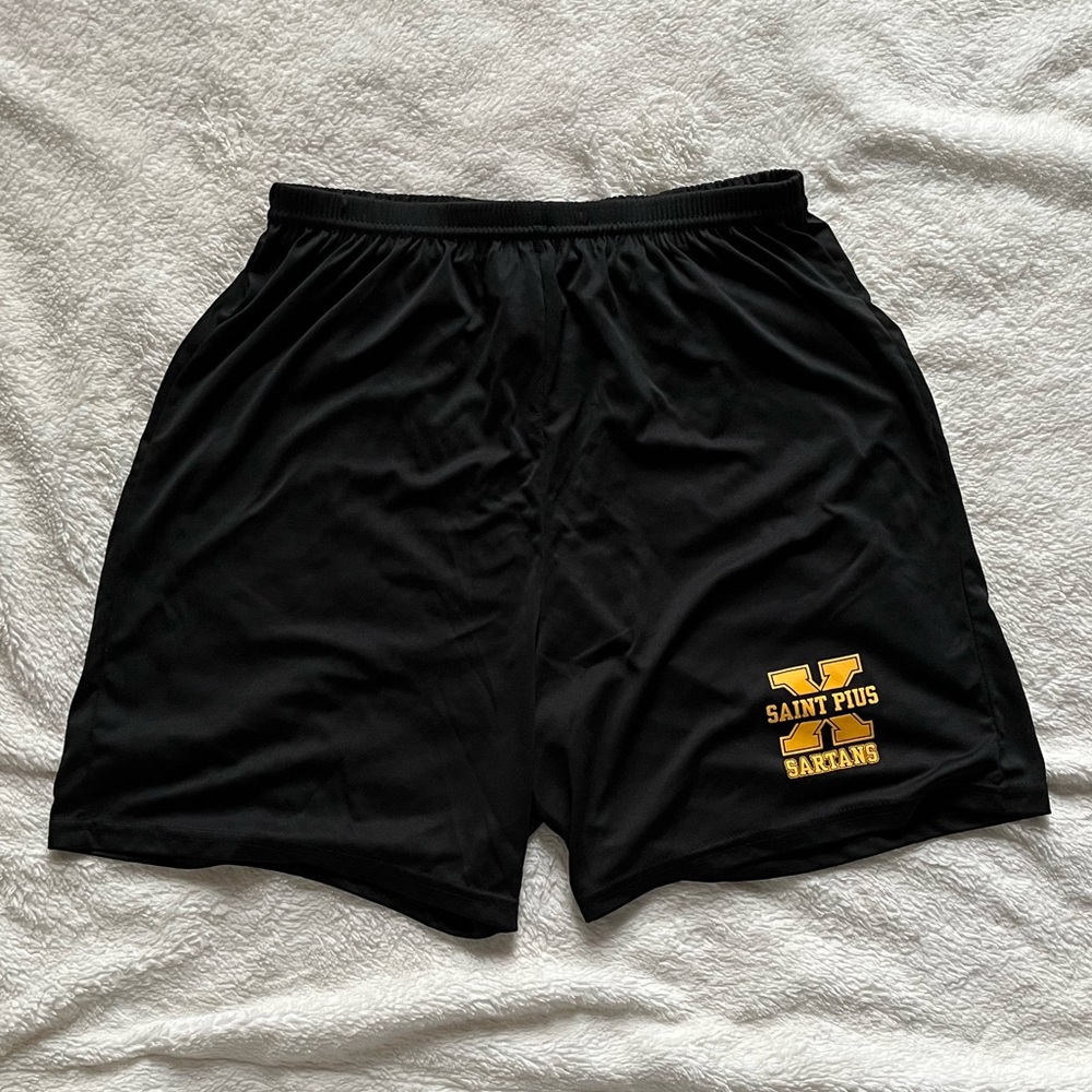 Small St Pius Gym shorts, athletic shorts no tag